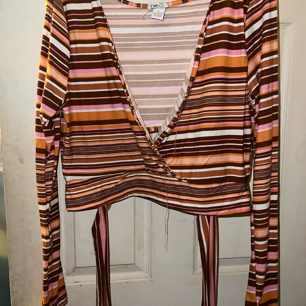 Rue21 Women's Multicolor Striped Crop Top